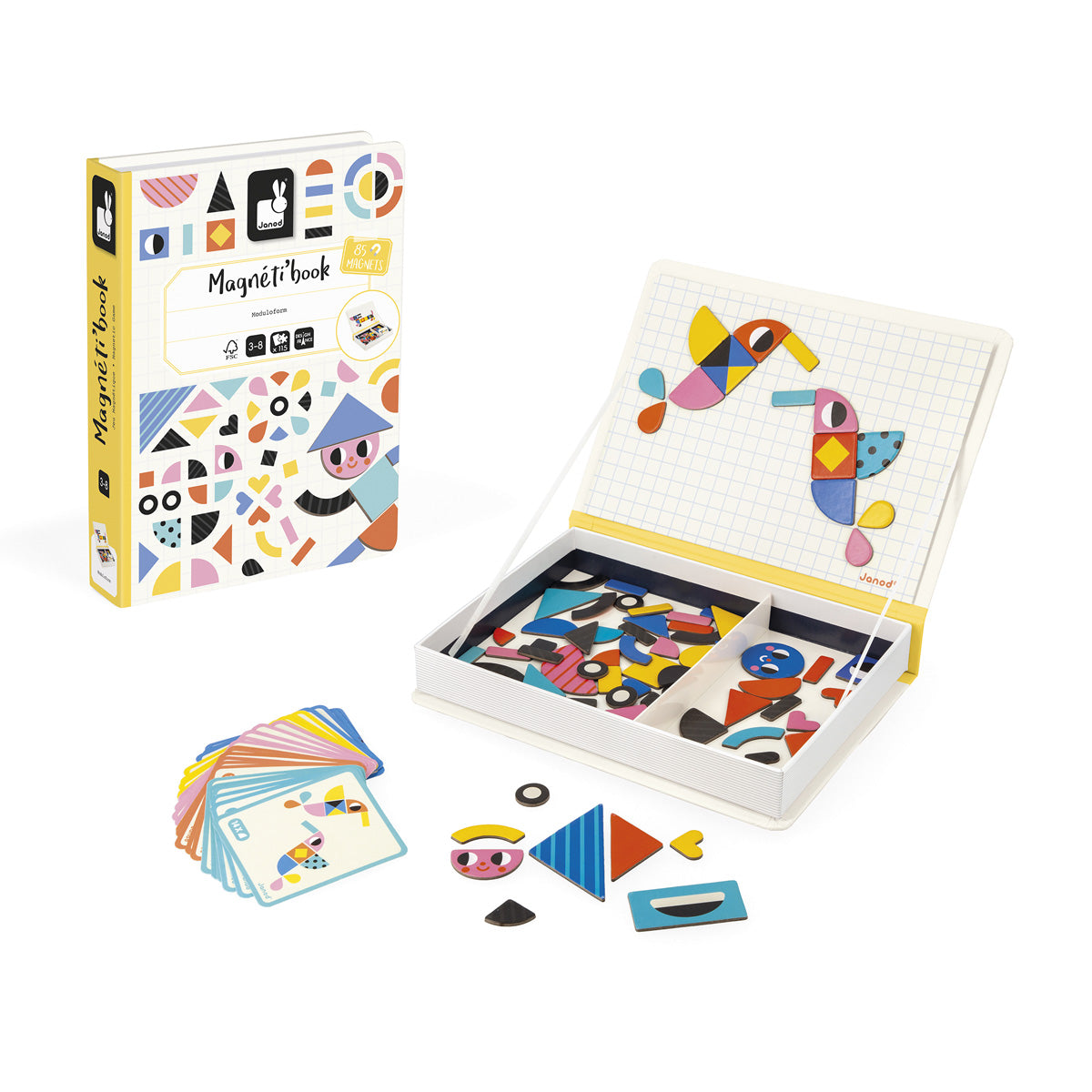 Janod | Magnetibook Moduloform – Creatief Magnetisch Speelboek (85 Stuks)