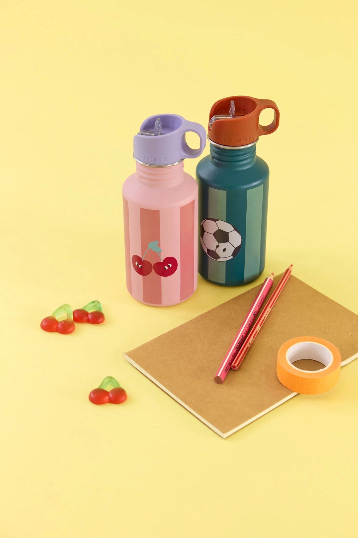 Lässig | RVS drinkfles 500 ml – Unique Stripes Fruits