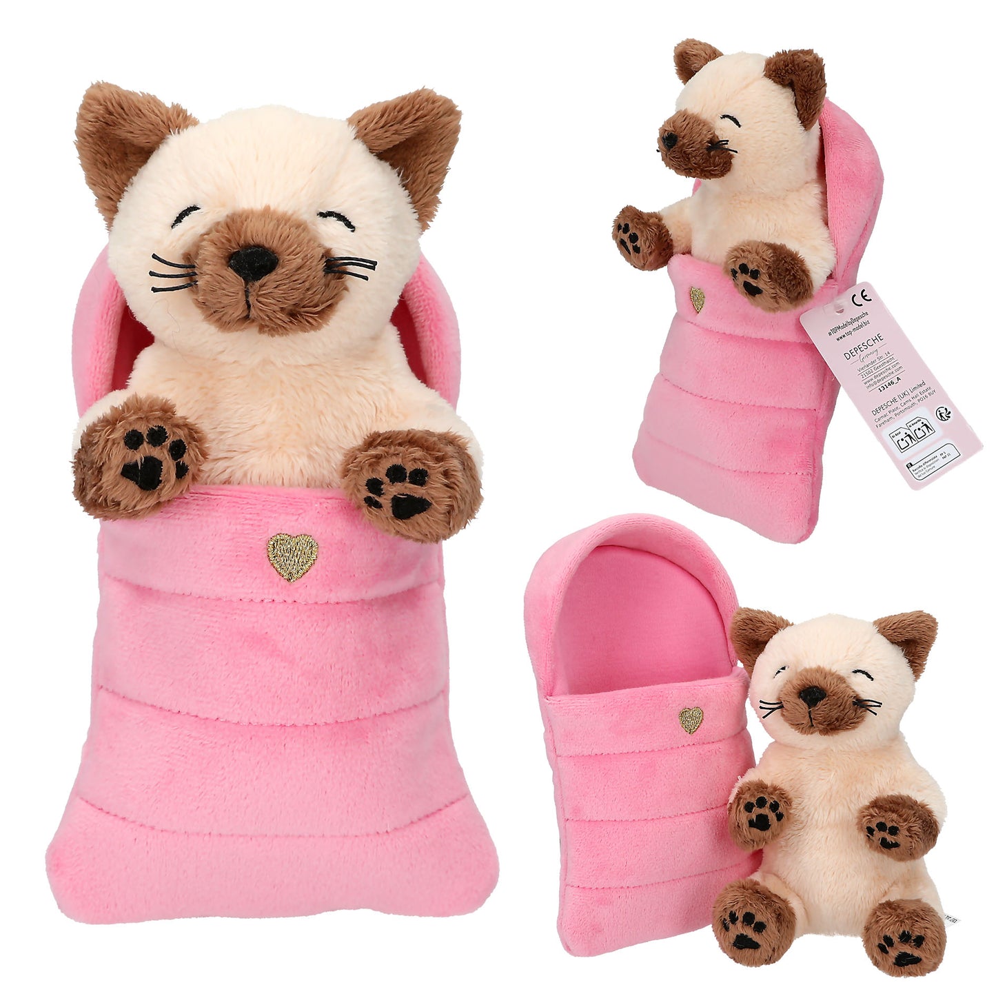 TOPModel | pluche hond of kat in slaapzak – knuffel met zachte slaapzak