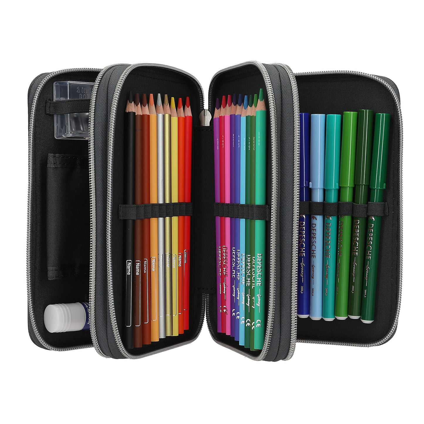 Action World | 3-vaks gevulde etui met licht – compleet etui met inhoud