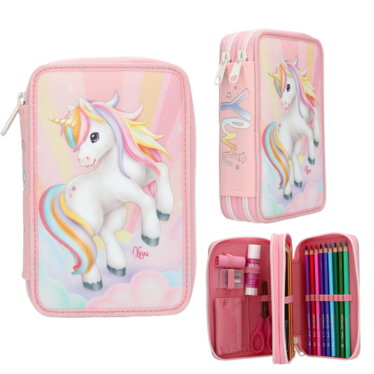 Ylvi | 2-vaks gevulde etui SUGAR POP – roze eenhoorn etui met glitter