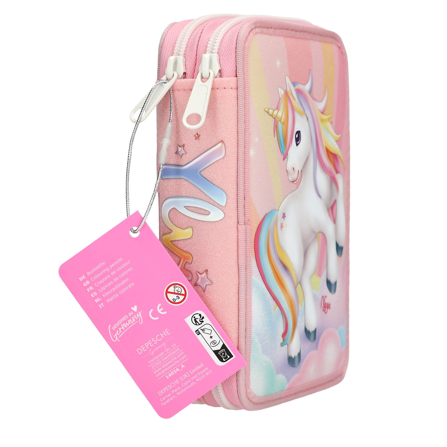 Ylvi | 2-vaks gevulde etui SUGAR POP – roze eenhoorn etui met glitter