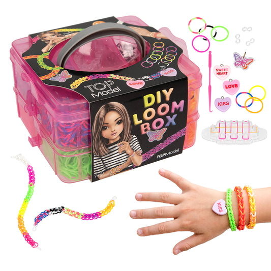 TOPModel | loom bandjes set – DIY loom box met neon elastiekjes & bedeltjes