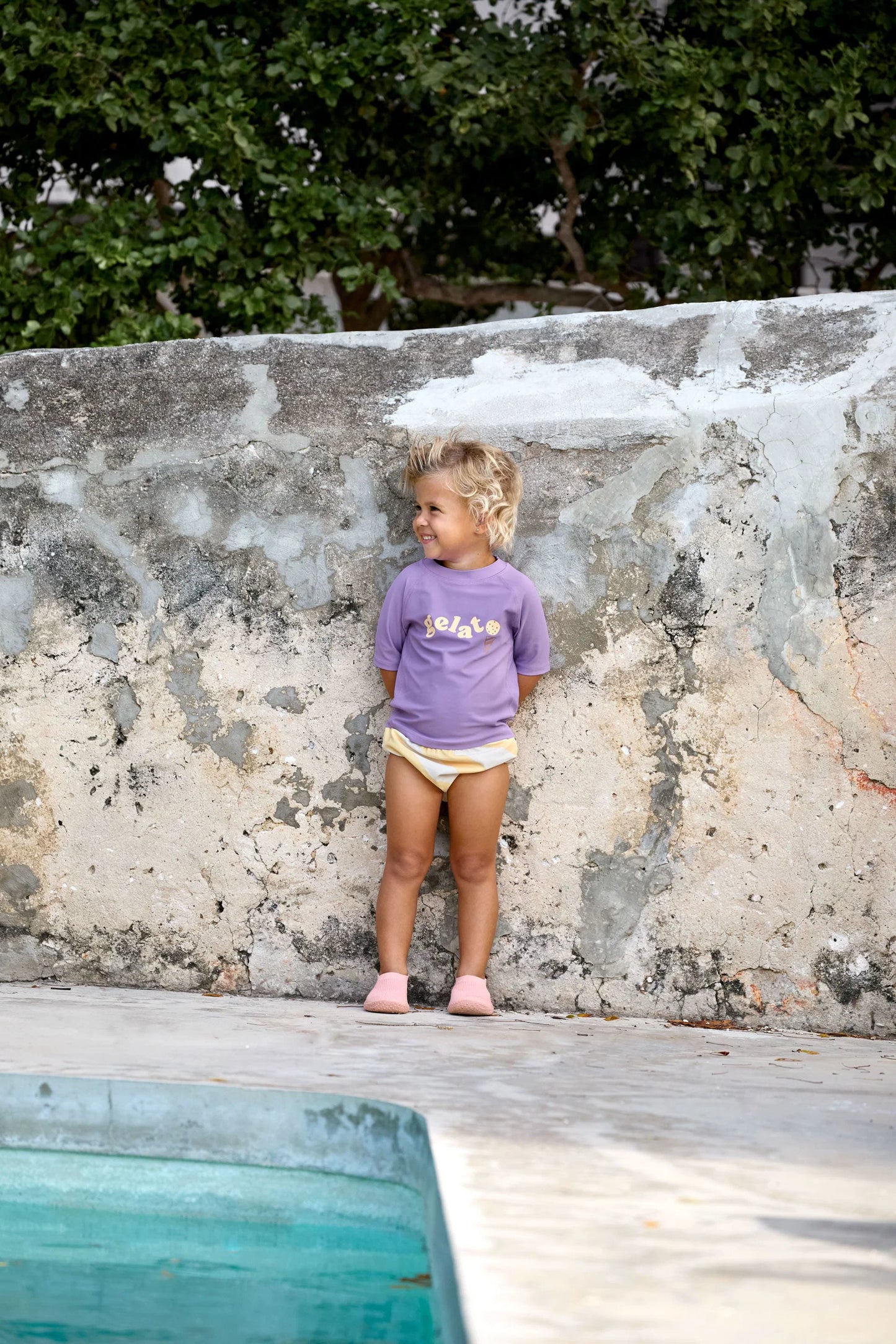 LÄSSIG | Short Sleeve Rashguard Paars – UV Shirt Baby UPF 60