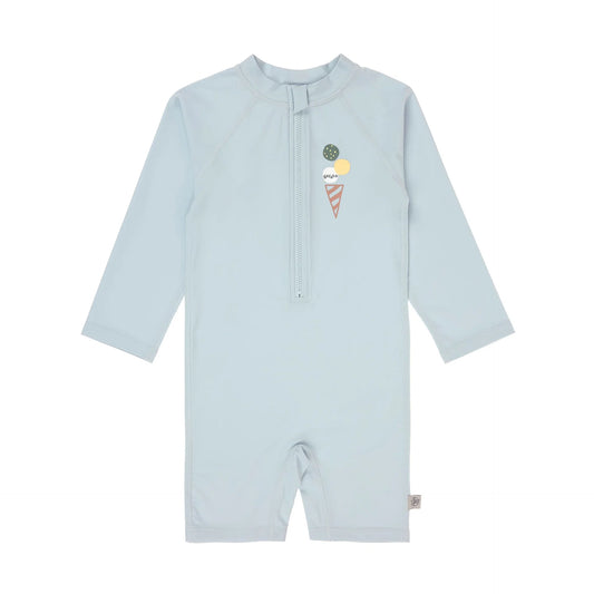 LÄSSIG | Long Sleeve Sunsuit Ice Cream Illusion Blue – UV Zwempak Baby