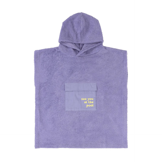 LÄSSIG | Terry Surf Poncho Paars – Kinder Badponcho met Capuchon 3-6 jaar