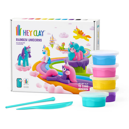Hey Clay | Unicorns Klei Set – Maak Alle 6 Unicorns (15 Cans Complete Set)