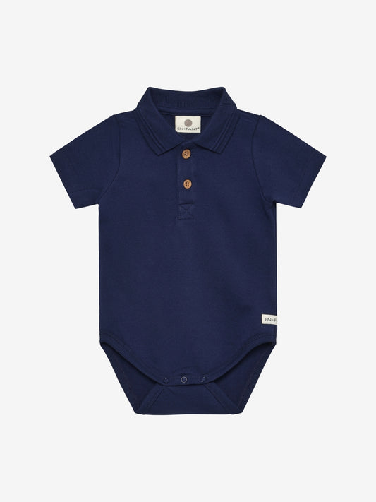 Enfant | Body SS polo romper medieval blue