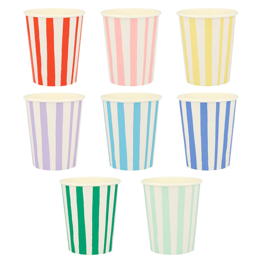 Meri Meri | Mixed Stripe bekers (8 stuks)