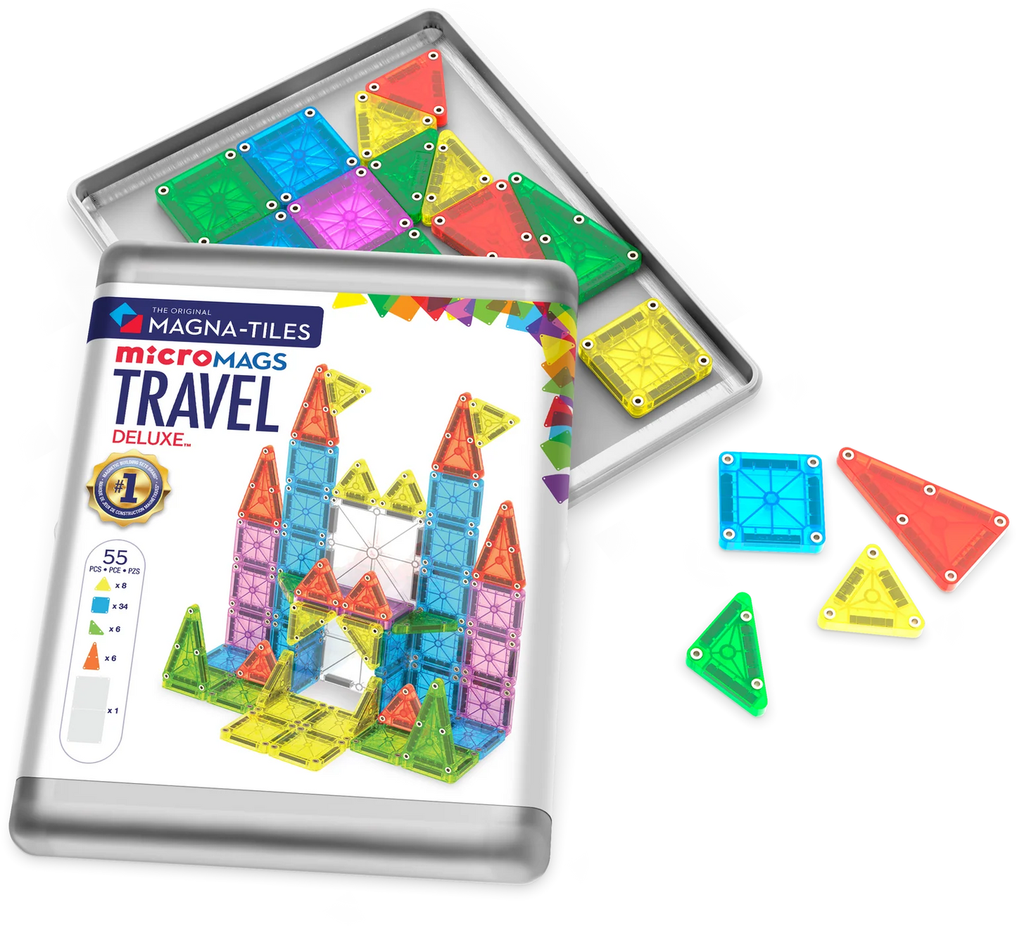 Magna-Tiles | microMAGS Reisset Deluxe 55-delig – magnetisch speelgoed