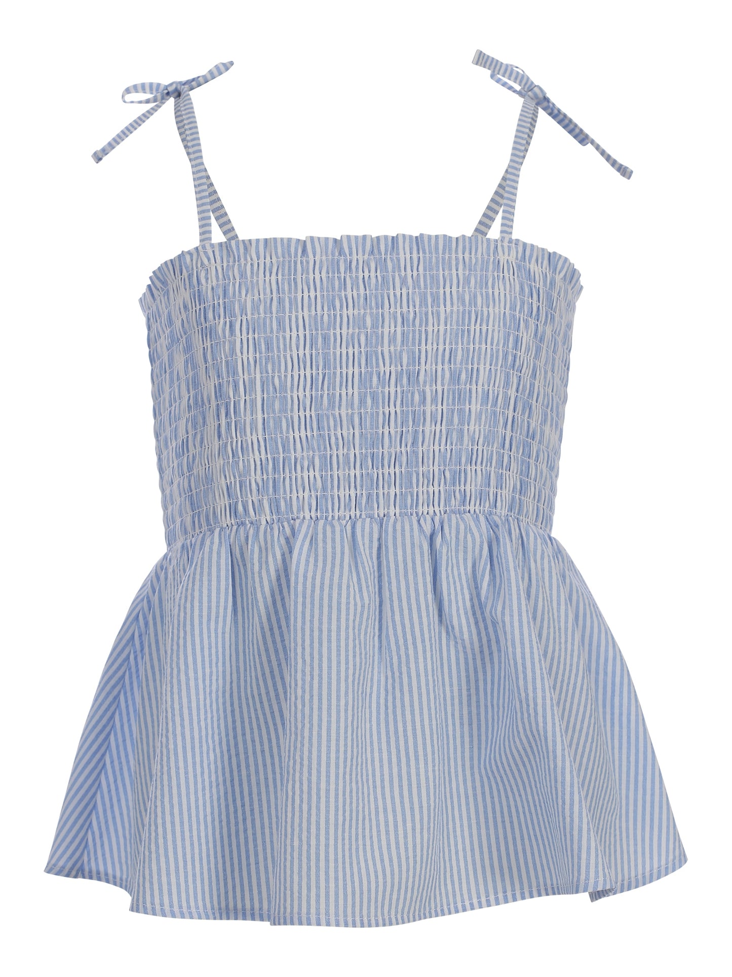 Looxs | Meisjes smock top blauw gestreept – zomerse top met bandjes