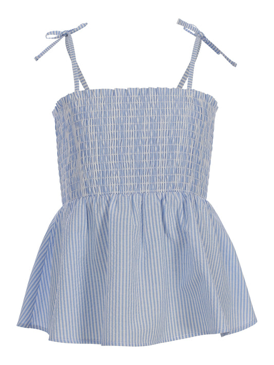 Looxs | Meisjes smock top blauw gestreept – zomerse top met bandjes