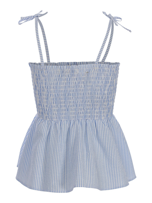 Looxs | Meisjes smock top blauw gestreept – zomerse top met bandjes