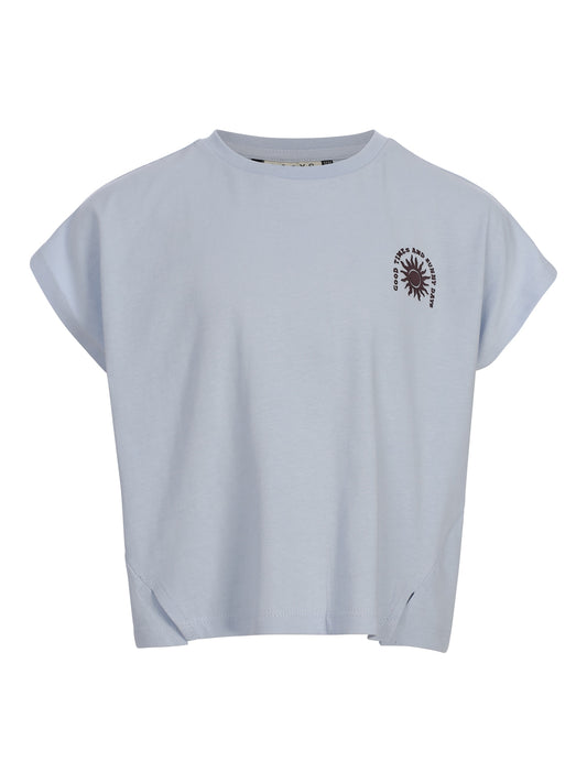 Looxs | Meisjes T-shirt lichtblauw – cropped met zon print
