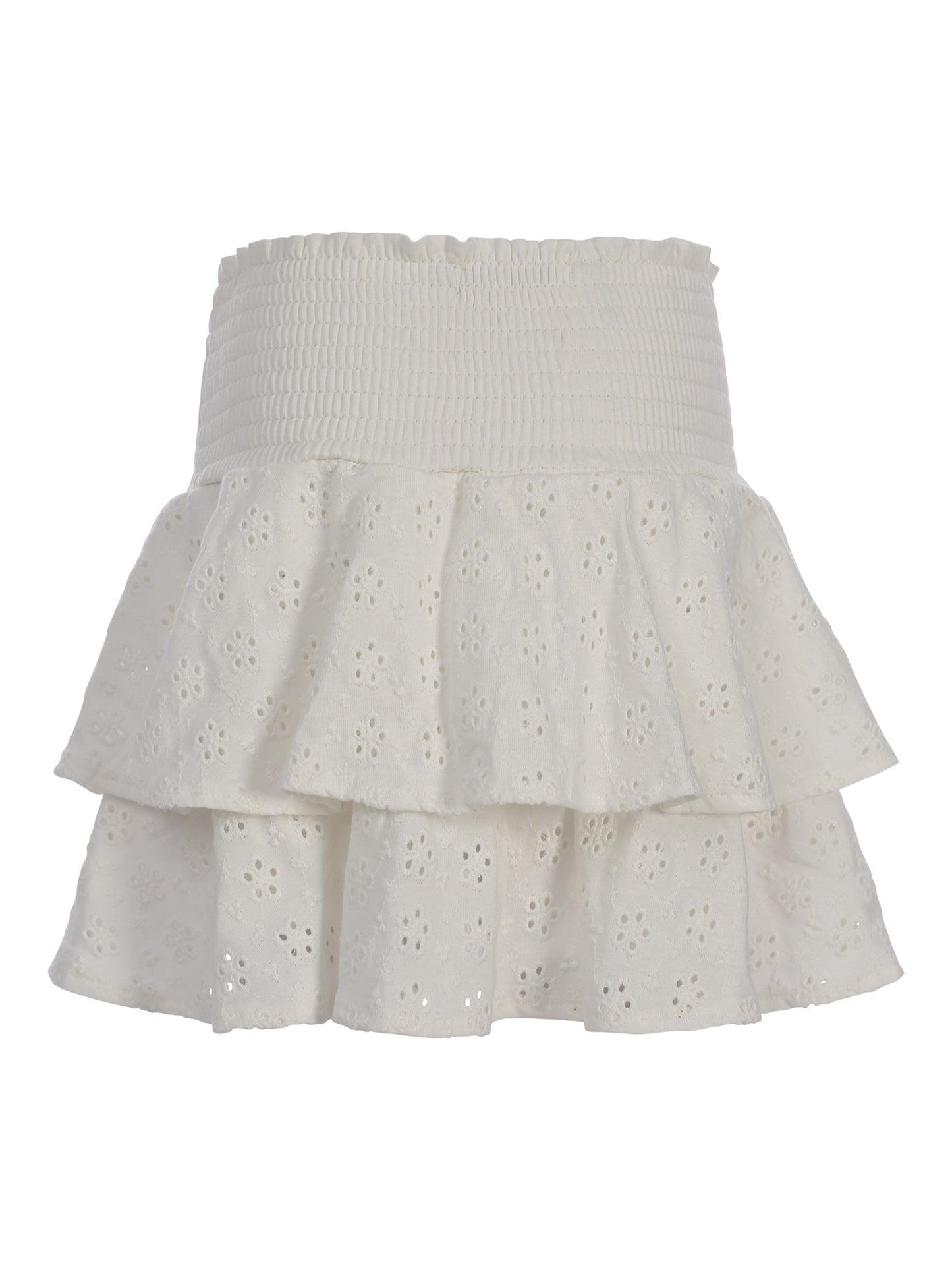 Looxs | Meisjes broderie skort wit – rokje met short en ruches