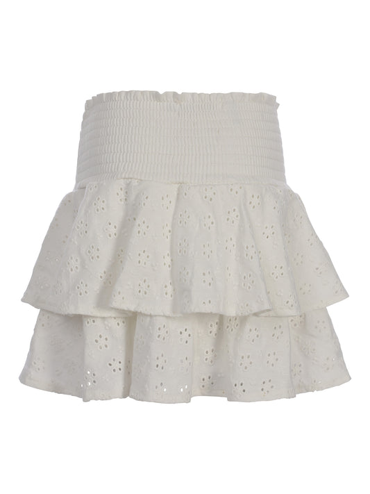 Looxs | Meisjes broderie skort wit – rokje met short en ruches