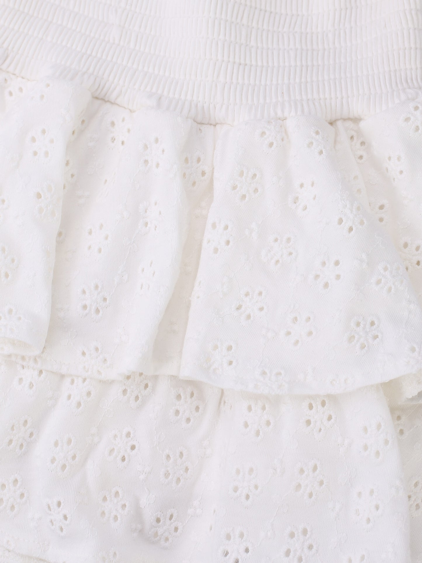 Looxs | Meisjes broderie skort wit – rokje met short en ruches