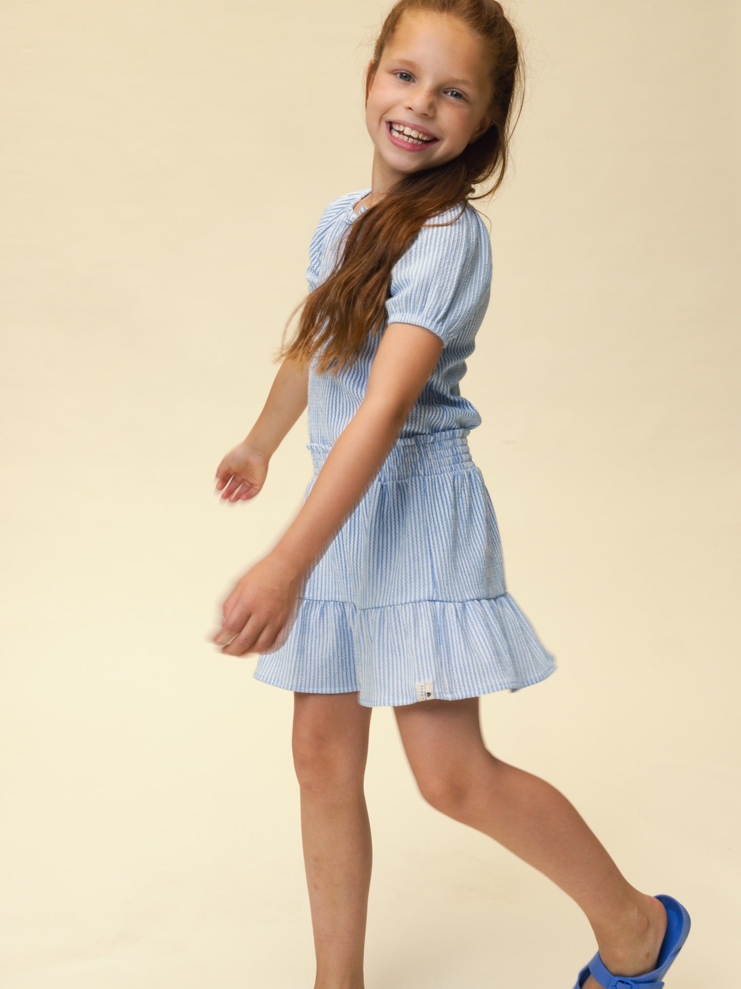 Looxs | Blauwe gestreepte meisjes rok met elastische taille