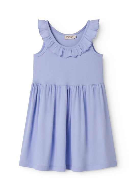 MarMar Copenhagen | lila meisjes jurk – modal rib jurk met ruches