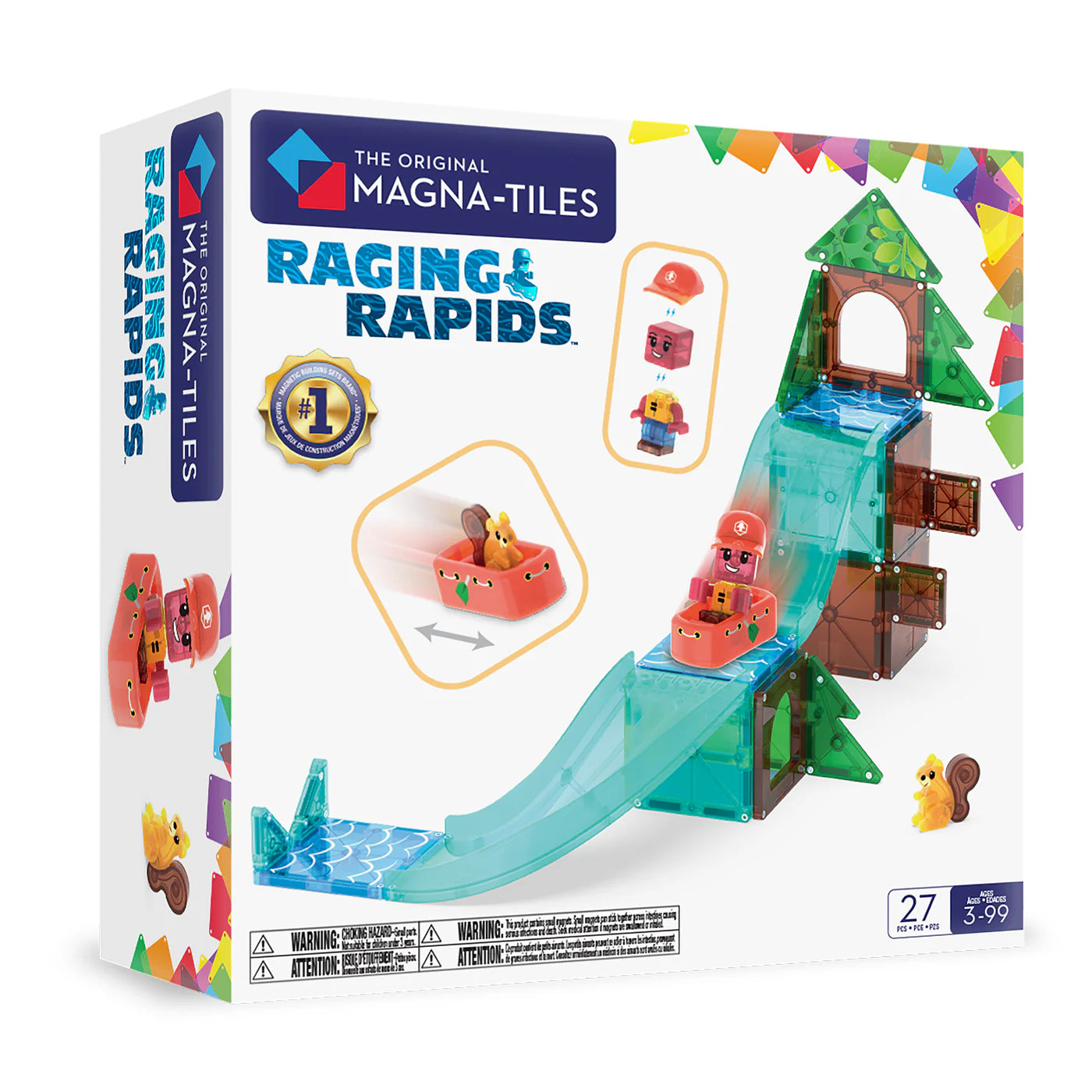Magna-Tiles | Raging Rapids – 27 Delige Magnetische Bouwset met Waterglijbanen