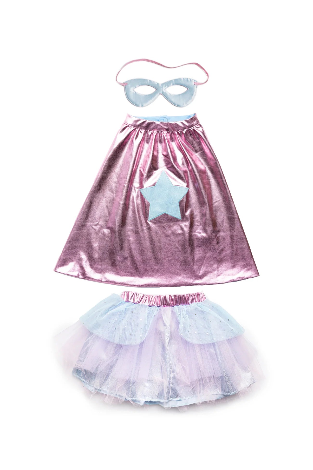 Great Pretenders | Superhelden Set Tutu, Cape & Masker – Roze & Lichtblauw