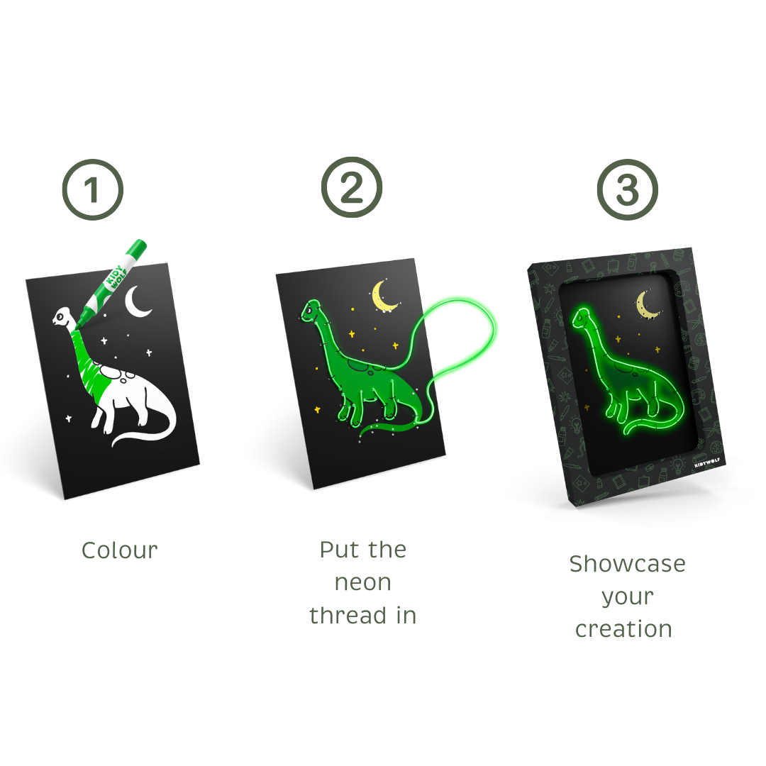 Kidywolf | Kidyneon lichtgevende wanddecoratie - dino