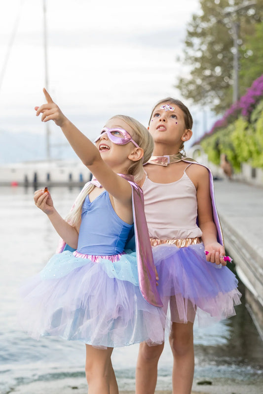 Great Pretenders | Superhelden Set Tutu, Cape & Masker – Roze & Lichtblauw