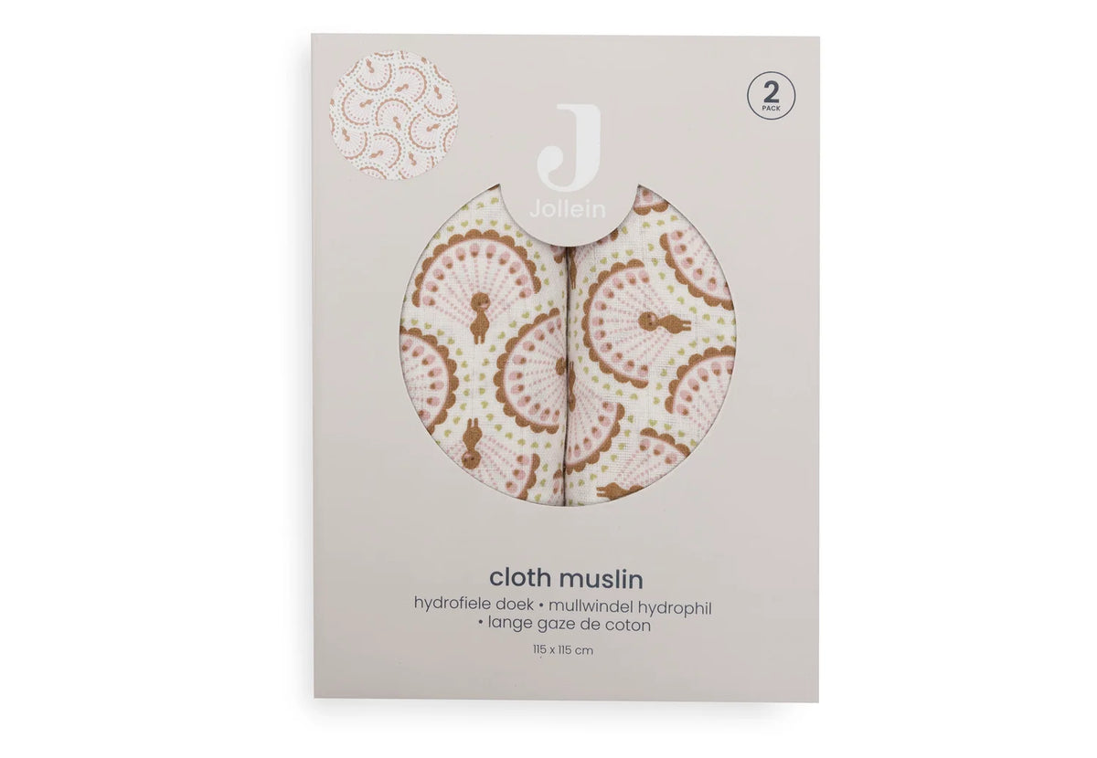 Jollein | Hydrofiele doeken 115x115 cm Soft Plumes 2-pack