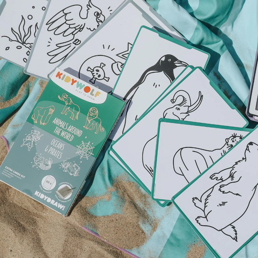 Kidywolf | KIDYDRAW-MINI Refill – Dieren, Oceanen & Piraten Tekenkaarten