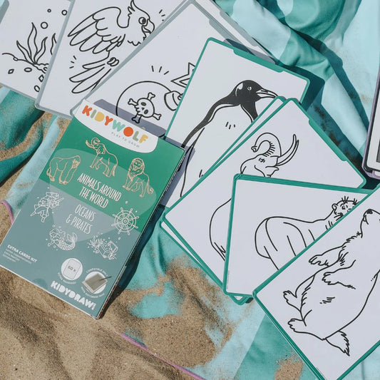Kidywolf | KIDYDRAW-MINI Refill – Dieren, Oceanen & Piraten Tekenkaarten