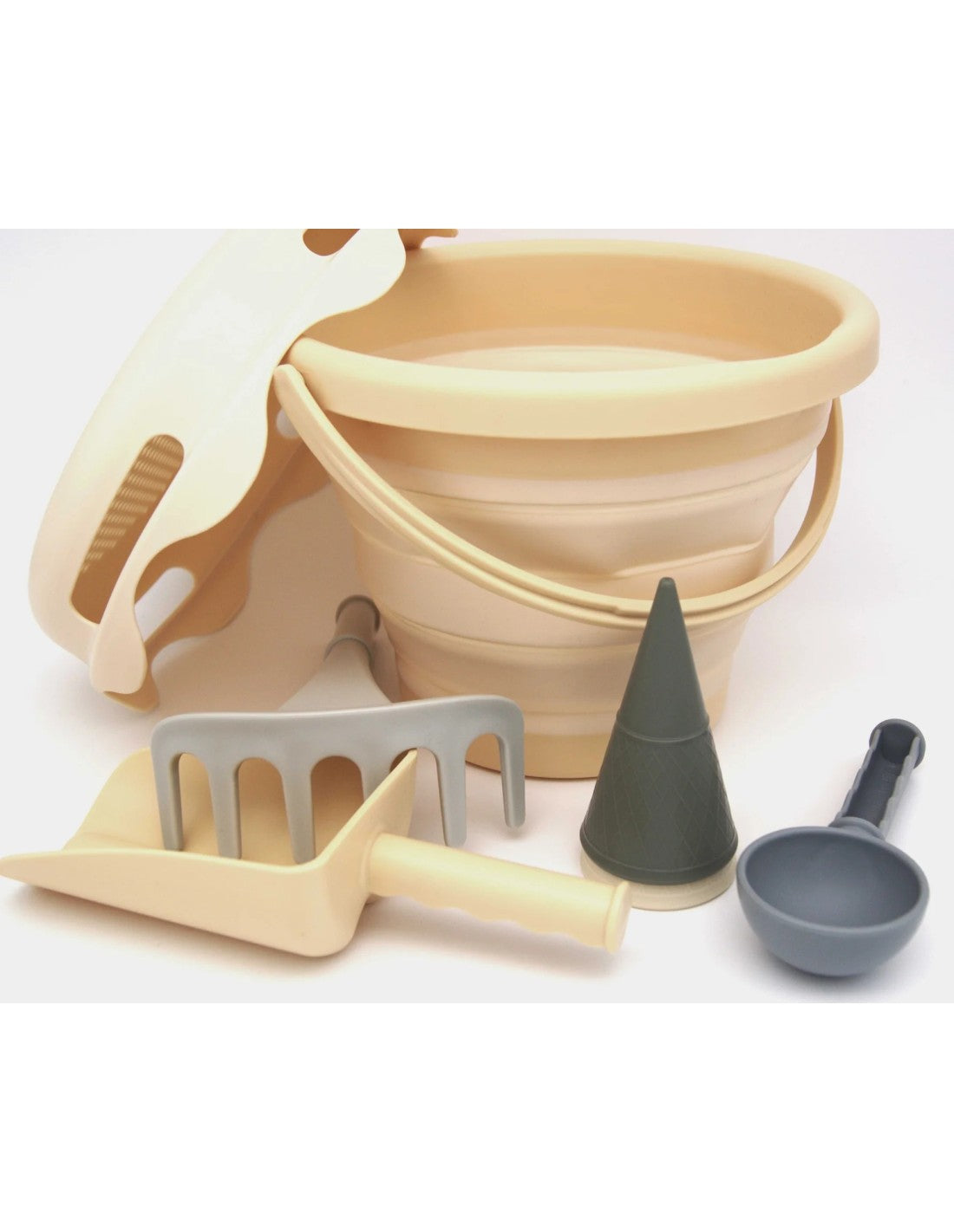 7in1 Sand Toys Zandspeelgoed Set Beige – Opvouwbare Emmer & Accessoires