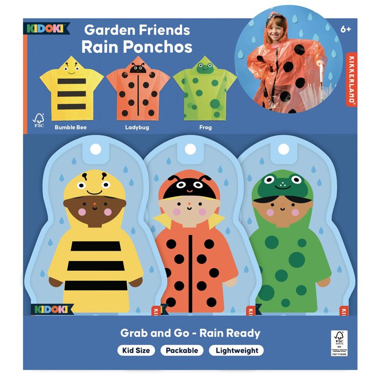 Kikkerland | Kidoki Garden Friends regenponcho voor kinderen