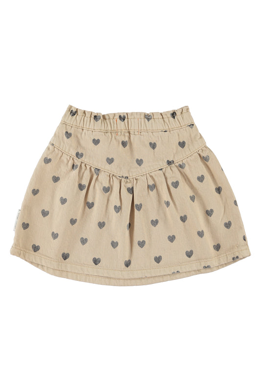 Piupiuchick | Korte rok beige met zwarte hartjes