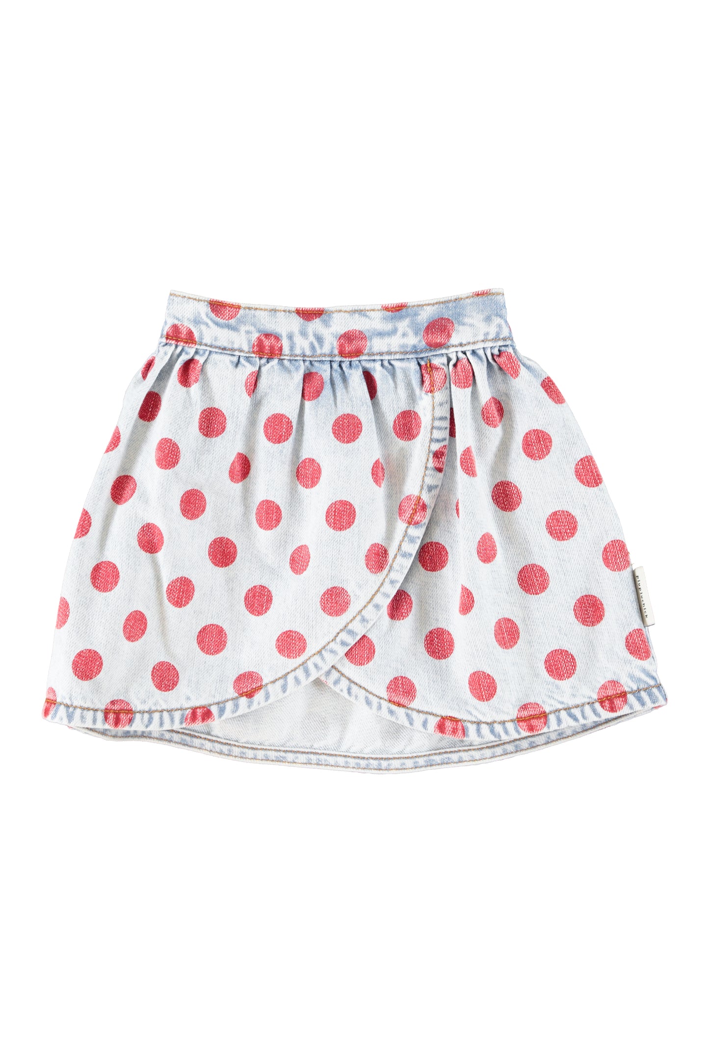 Piupiuchick | Korte denim rok lichtblauw met rode stippen