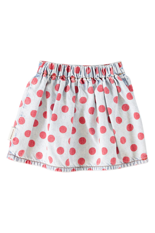 Piupiuchick | Korte denim rok lichtblauw met rode stippen