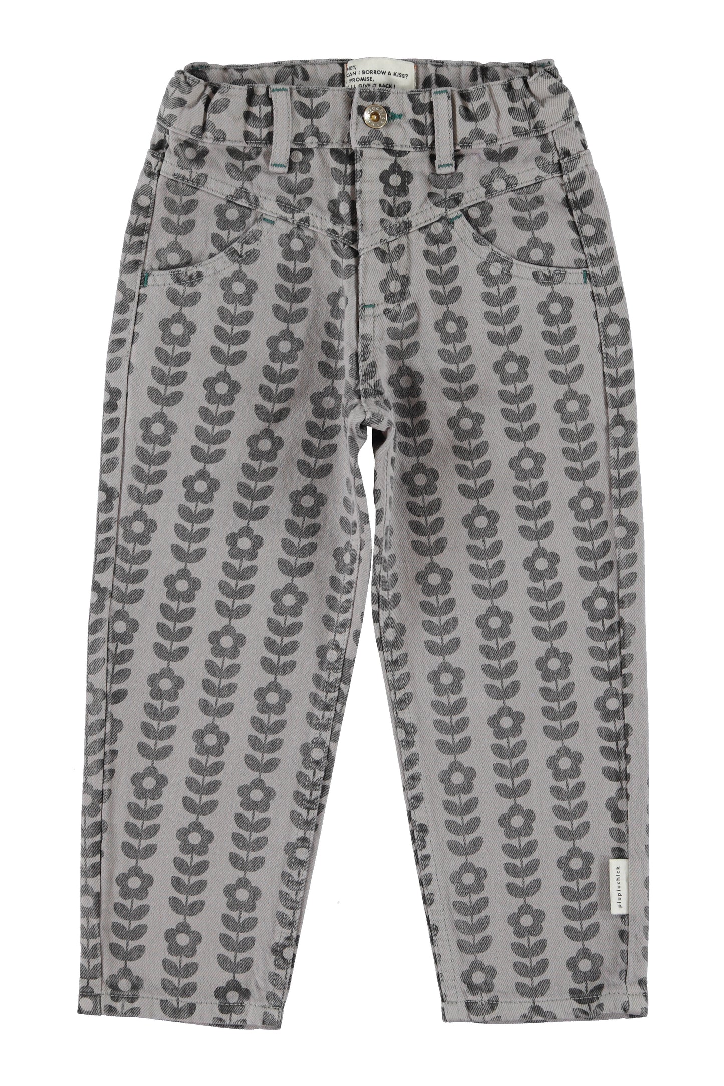Piupiuchick | Mom fit broek grijs met zwarte bloemen