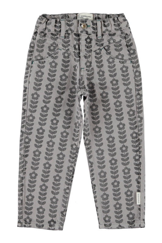 Piupiuchick | Mom fit broek grijs met zwarte bloemen