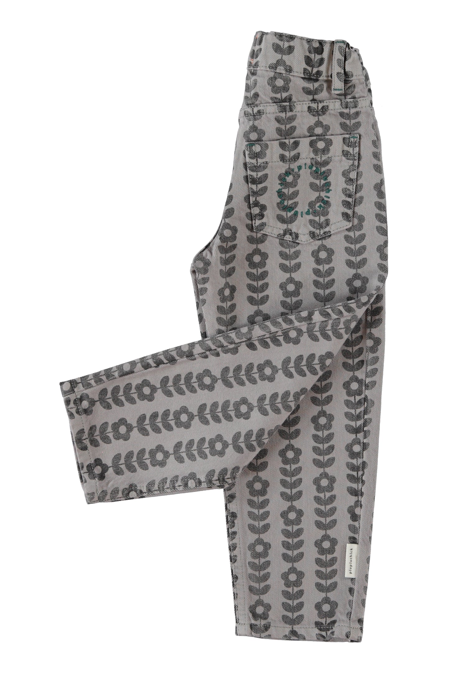 Piupiuchick | Mom fit broek grijs met zwarte bloemen