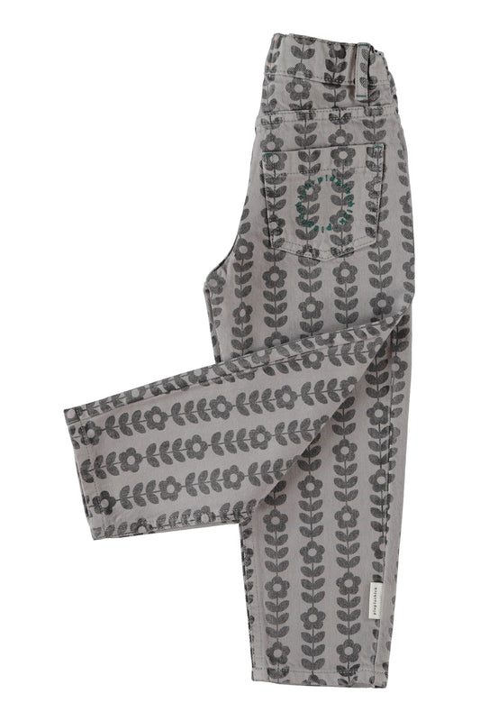 Piupiuchick | Mom fit broek grijs met zwarte bloemen