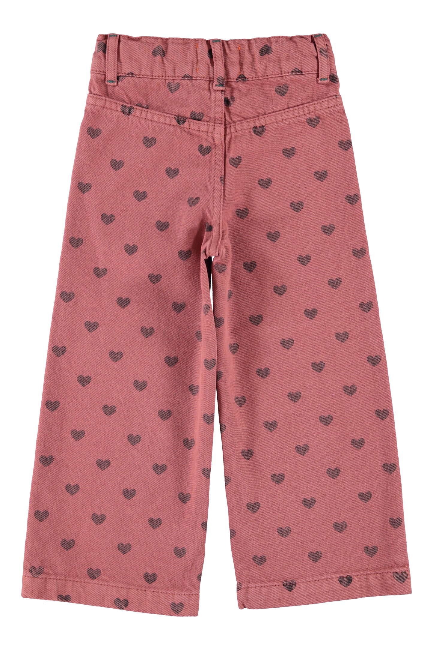 Piupiuchick | Wide leg broek roze met zwarte hartjes