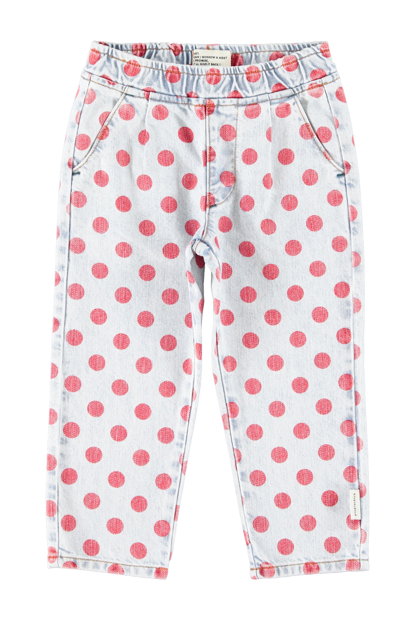 Piupiuchick | Denim broek lichtblauw met rode stippen