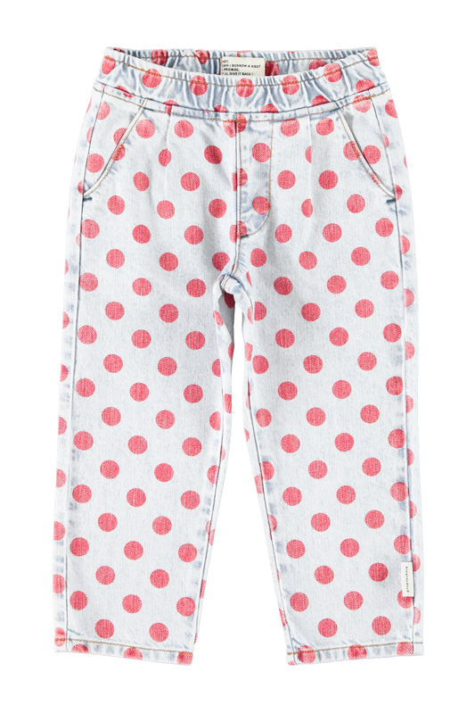 Piupiuchick | Denim broek lichtblauw met rode stippen