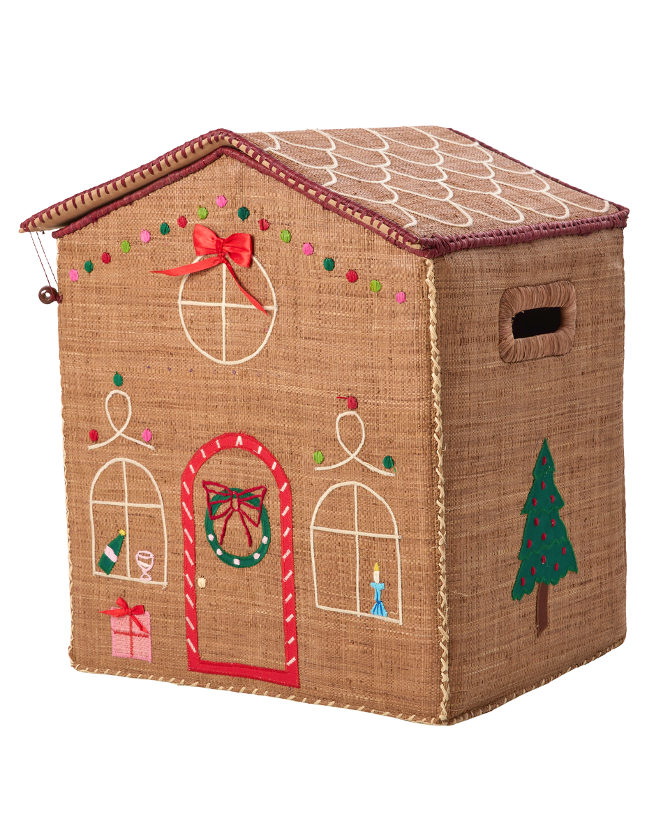 RICE | raffia kerstmanden Gingerbread & Giftbox set van 2