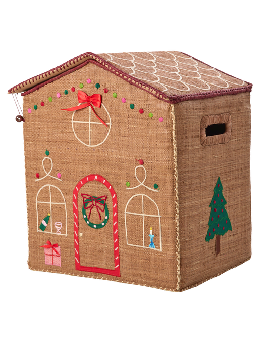 RICE | raffia kerstmanden Gingerbread & Giftbox set van 2