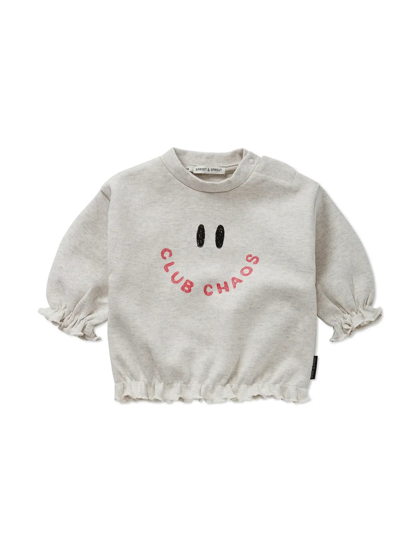 Sproet & Sprout | baby top Club Chaos met ruches - gemêleerd ivoor