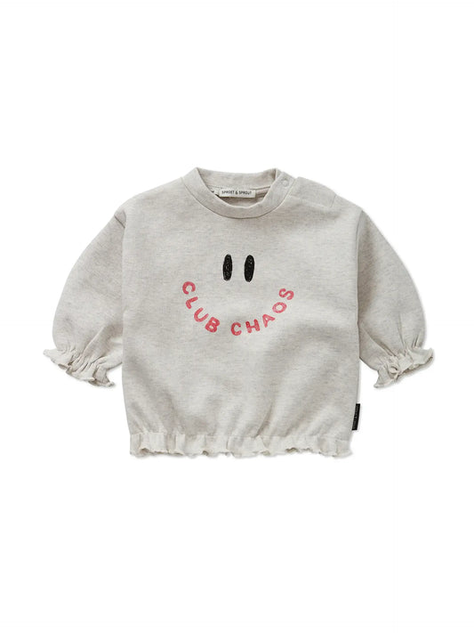Sproet & Sprout | baby top Club Chaos met ruches - gemêleerd ivoor
