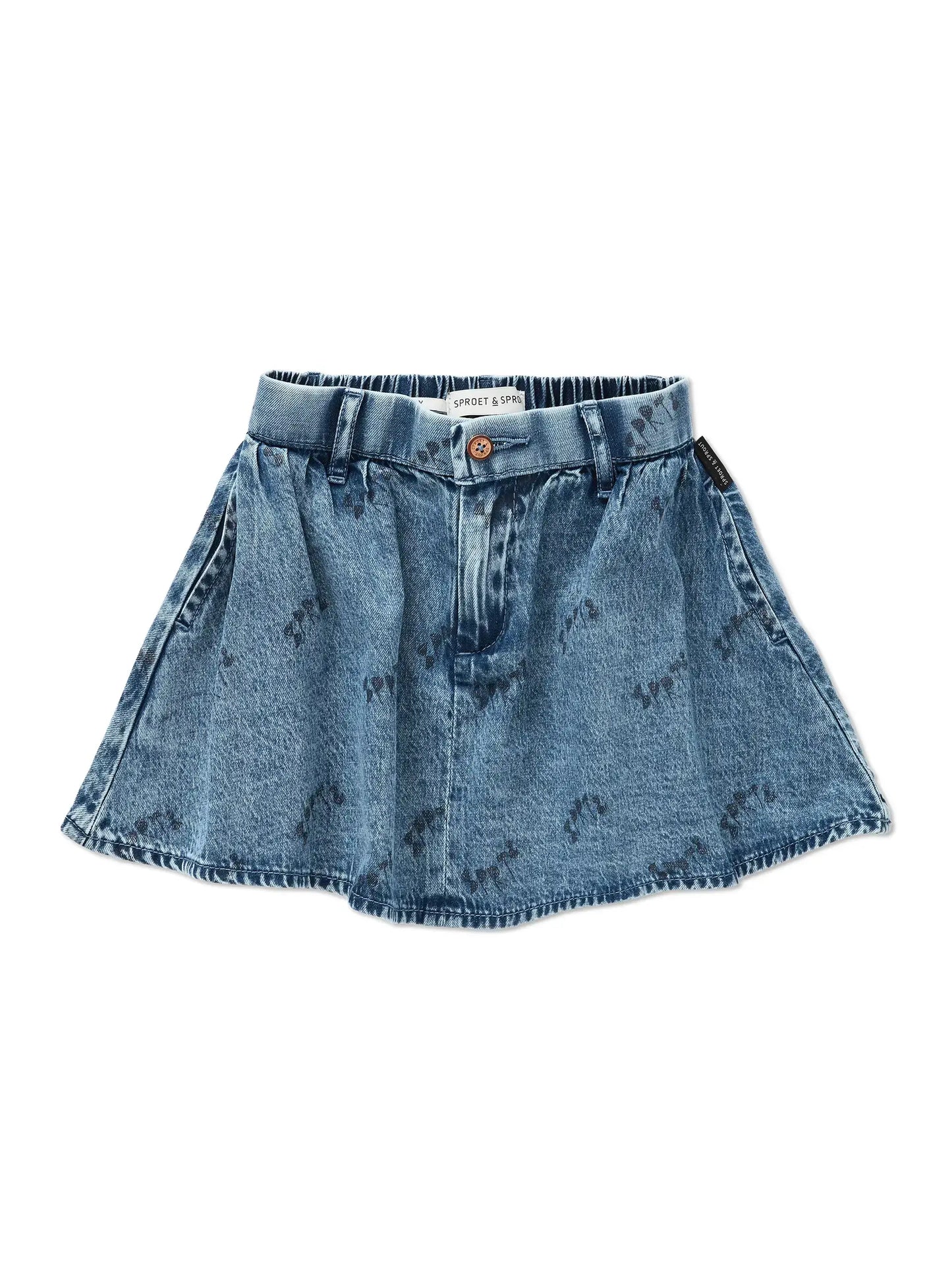 Sproet & Sprout | denim rok met print - blauw denim