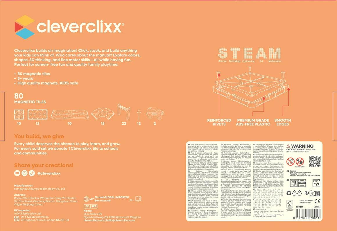 Cleverclixx | Race Track Pastel Pack 80 Stuks – Magnetische Racebaan