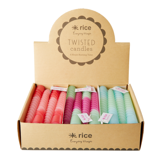 RICE | gedraaide kaars 3 kleuren assorti