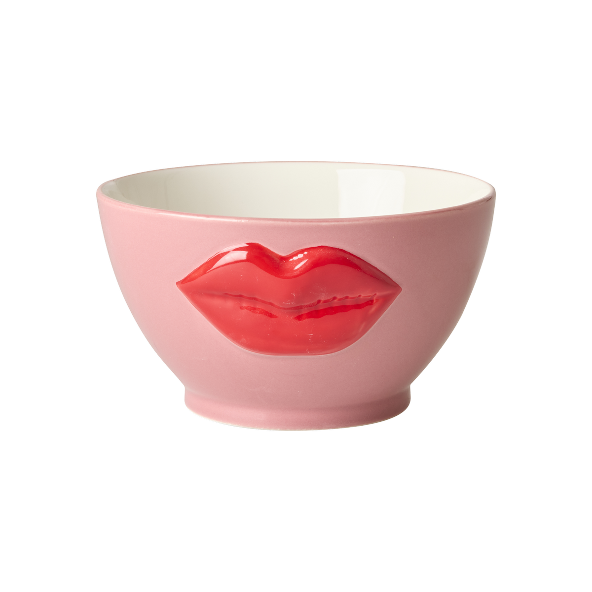 RICE | keramieken kom roze met lippen 600 ml